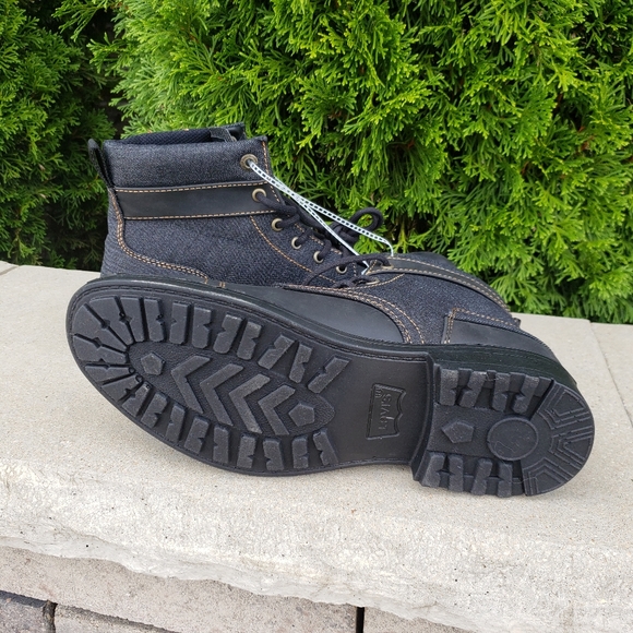 NWT LEVI'S Lace-up High-top Denim/Leather Boots - Picture 8 of 8